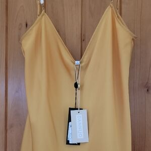 DANNIJO Mustard Yellow Slip Dress
